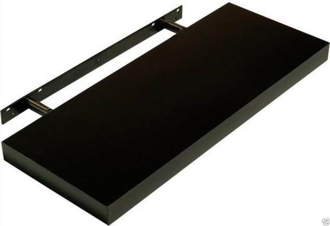 Homme Concept – 40cm High Gloss Floating Shelves, Black Wall Shelf with Invisible bracket, Display Shelves for Books, Photos, Ideal Home Decor Accessories for Bedroom, Living Room, Office, Kitchen. — image 1