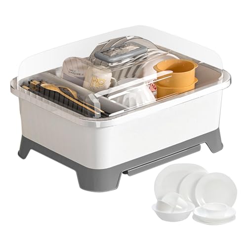 Escurridor de platos con tapa, soporte para botellas de 360 grados, bandeja para platos de cocina, soporte para botellas, caja de almacenamiento de secado de botellas, soporte organizador de