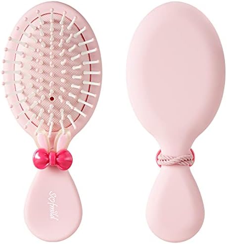 Hair Brush, Mini Travel Brush for Girls Women Boys Men Kids, Small Toddler Oval Hairbrush for Wet Dry All Hair Types, Glide Through Smoothing Tangles With Ease Knots Without Tears or Breakage(Pink)