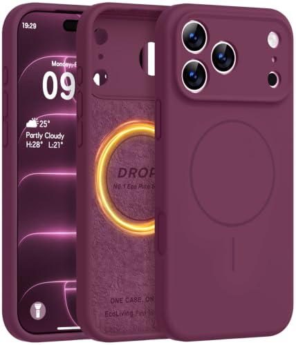 Vooii Magnetic for iPhone 18 Pro Case 6.3" Silicone, Burgundy