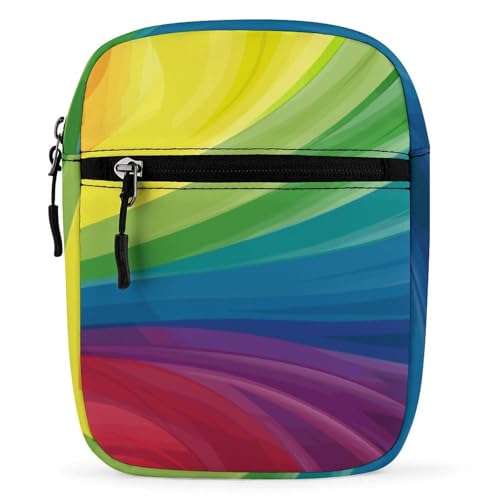 JiuPopular Bolso de hombro, bolso cruzado de oso polar, bolso pequeño multiusos para el trabajo, negocios, viajes, Arco iris colorido, Talla única
