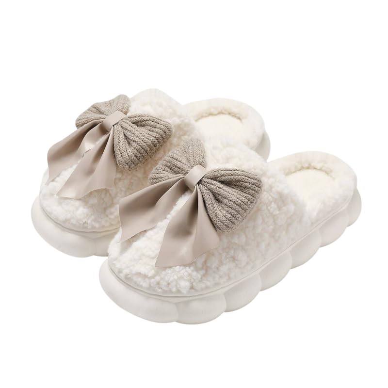 Image of Unisex Winter Flip Flop Slipper for Men and Women Soft Faux Fur Slip On Indoor Home Slides Slipper for Bedroom Sandals