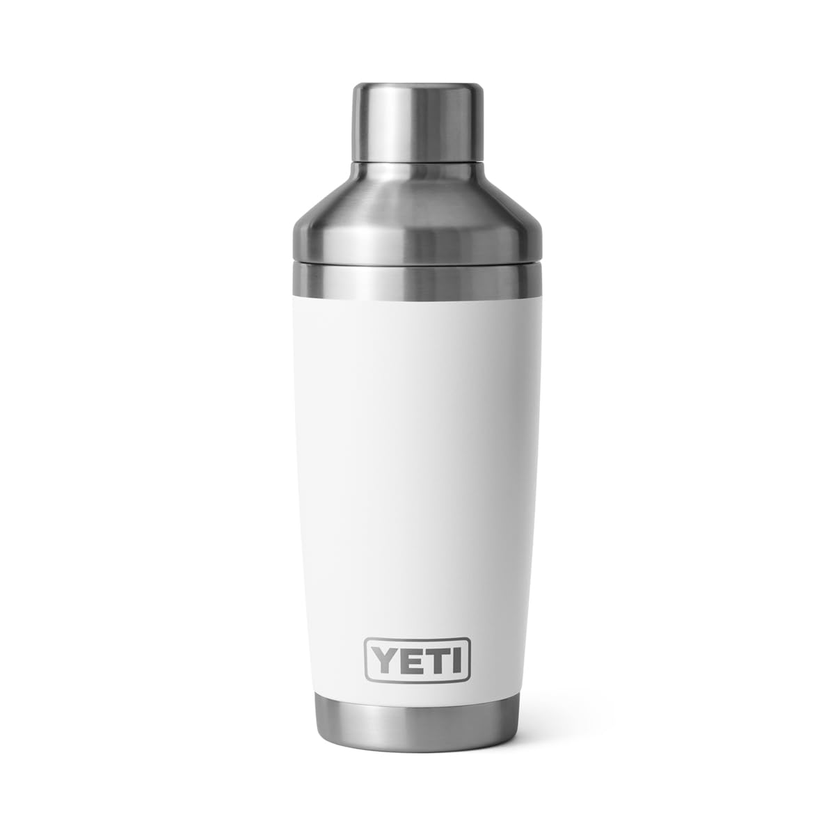 YETI Rambler Shaker à cocktail isotherme en acier inoxydable – Design étanche avec couvercle facile à presser et bouchon à visser – Passe au lave-vaisselle (blanc)