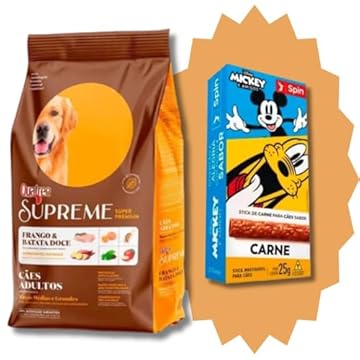 Ração Quatree Supreme Cães Adultos Raças Médias e Grandes Frango e Batata Doce 15kg + Uma Surpresa
