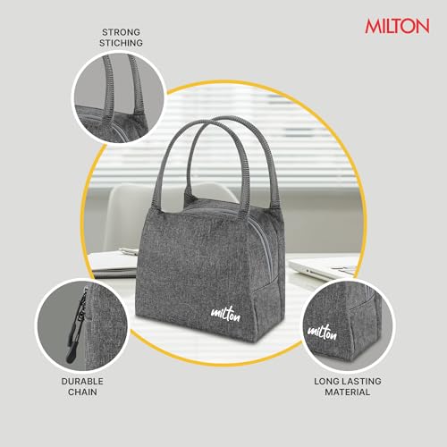 Image of MILTON Fancy Lunch Bag I Design Tiffin Bag for Office for Men, Women I Eco Friendly, Spacious, Durable I 2.44 L I Black