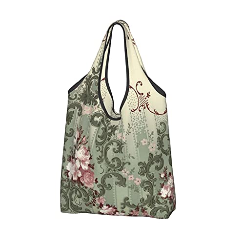 The Rose Flower Women S Tote Bag Folding Eco Bag Portable Storage Bag Shoulder Shopping Bag