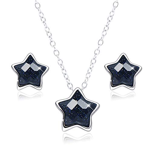SIMPLGIRL S925 Boucles d'oreilles à tige en argent sterling avec étoile noire plaquée platine 14 carats et strass violet givré pentagramme mystique pour femme Cover