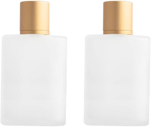 2 botellas de perfume de vidrio esmerilado de 3.4 fl oz con tapa de aluminio, botellas de aerosol vacías rellenables, atomizador de niebla fina,