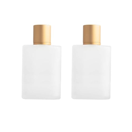 2 botellas de perfume de vidrio esmerilado de 3.4 fl oz con tapa de aluminio, botellas de aerosol vacías rellenables, atomizador de niebla fina,