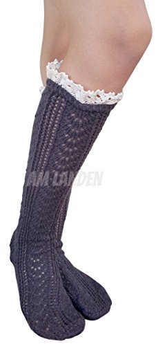 Thick Knee High Socks Mid-Calf Socks Tube Lace Socks Girl Winter Socks3