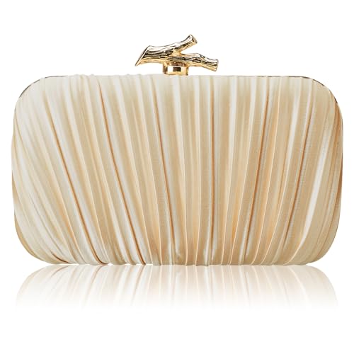 Suhatjia Bolsas de mão femininas para casamento, noite, glitter, bolsas de festa, para mulheres, com corrente removível, Tecido dourado