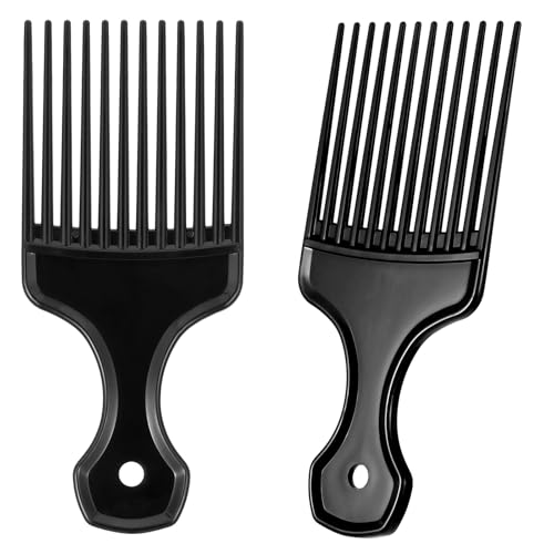 Peine Afro Pick Plástico 2 Piezas Negro miniatura 1