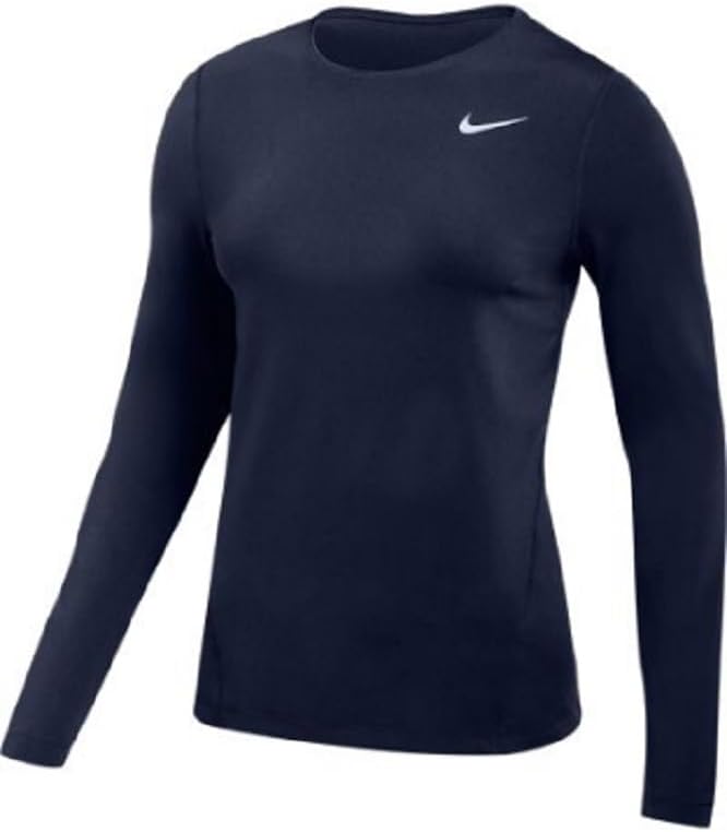 Nike Womens Pro All Over Dri-Fit Long Sleeve Mesh Top (US, Alpha, Large, Regular, Regular, Navy)