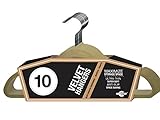 Closet Complete Premium Heavyweight, Velvet Suit Hangers – Ultra-Thin, Space Saving, No-Slip, Best For Dresses, Suits & Shirts - Camel, Set of 10