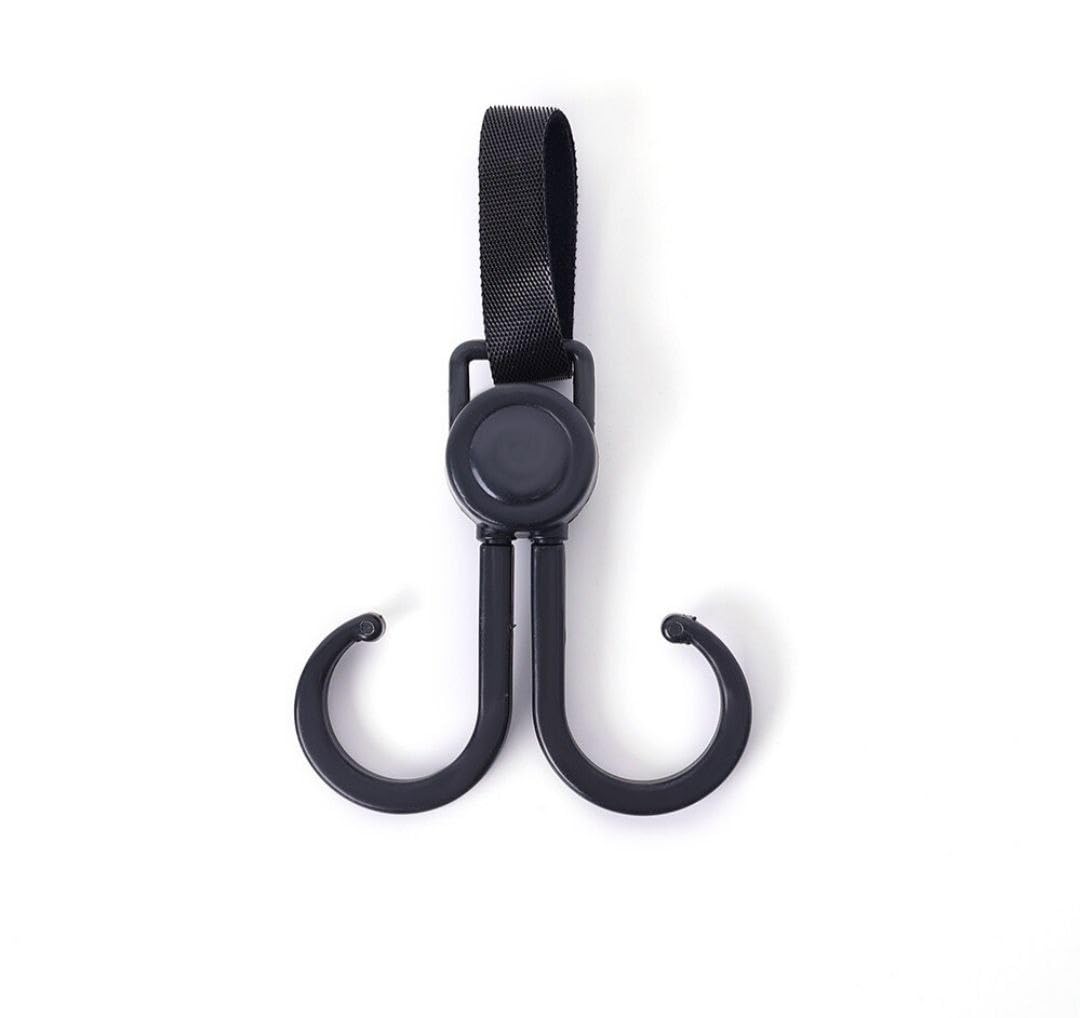 BOTIST 2Pcs Hanging Hooks 360 Degree Rotatable Dual Hooks Stroller Hooks for Mothering Bags, Versatile Hanging Hooks for Stroller