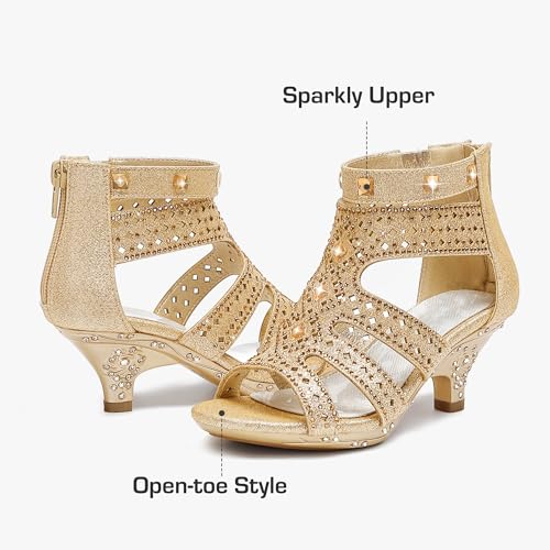 Dufannie Kids High Heels Girl Princess Sandals Princess Low Heels Girls Gold Dress Shoes Shoes for Kid Toddler(3402Gold 1) by Dufannie - Used condition - Image 5