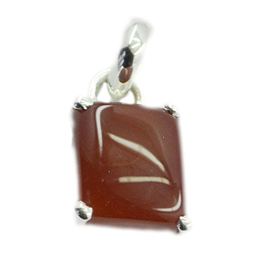 Pendentif Rouge Onyx Contre le Stress - Collier Argent Chakra Rectangle - 4