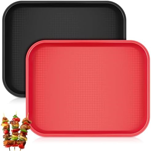 Set of 2 Large Grilling Prep and Serve Trays 18 x 14 Inch BBQ Pla...