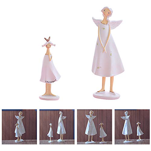 Hosoncovy 1 Paar Engel Figur Statue Home Dekoration Harz Skulptur Home Figur Geschenk Ornament Engel Mutter und Tochter Ornament für Arbeitszimmer Schlafzimmer Coffee Shop Fensterbank Cover