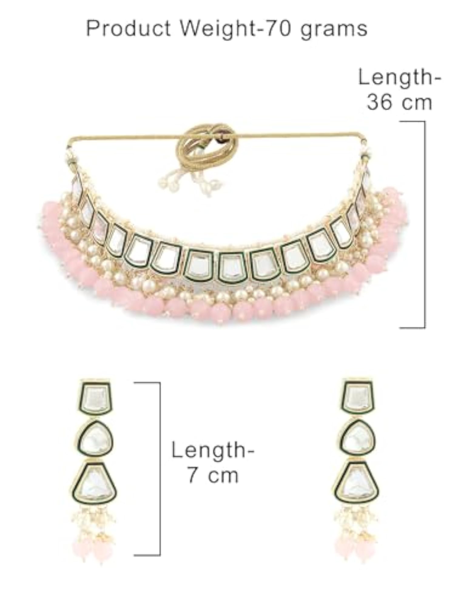 Women's Cluster Beaded Kundan Choker Necklace Earring & Ring Set