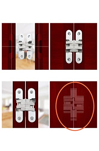 2Pcs Stainless Steel 304 Hidden Hinge,Silent Close Invisible Mounting Folding Door Hinge Door Furniture Hardware With Screws<Br/><P/> (4 #(19X95Mm) ,2Pcs) #TOP4