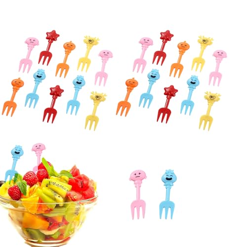 Mini Cartoon Food Picks with Animal Decor - Plastic Fruit Fork for Kids - Cute Cake Dessert Platter Toothpicks