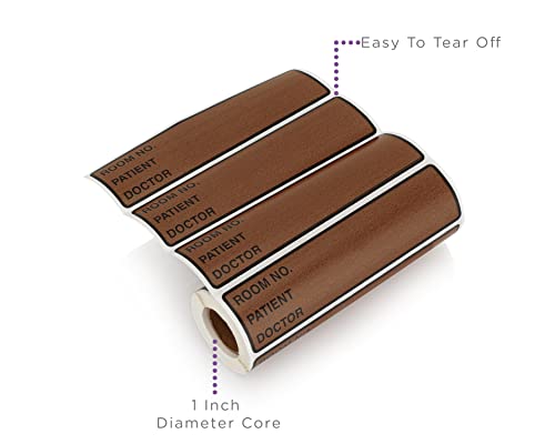 Image of Carstens Patient I.D. Adhesive Medical Chart Labels for 1.5 inch - 4 inch Ring Binder Spines - Pre-Printed Sticker Labels (Room No. / Patient /Doctor), 5 3 /8 inch x 1 3 /8 inch, Brown, Roll of 200
