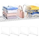 Hanaoyo Acrylic Shelf Dividers for Wire Shelves, Shelf Dividers for Closet Organization, Wire Shelving Accessories Clothes, Purses Divider, Closet Dividers for Bedroom, Kitchen, Office(4 Pack)
