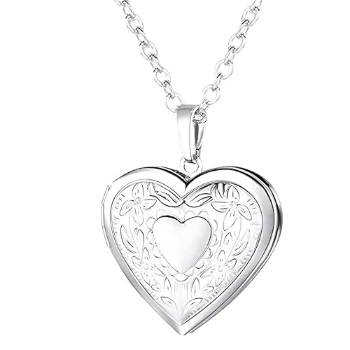 Collier médaillon coeur argent pendentif photo pour femme