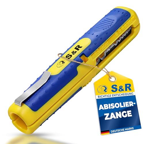 S&R Abisolierwerkzeug, Kabel, Abisolierer, Abisolierzange, 10-20AWG, SAT/RG6 & RG59, Niedervolt Kabel 8-13mm Universal-Entmantelungswerkzeug, Kabelabisolierer, Kabelentmanteler, Elektriker Werkzeug