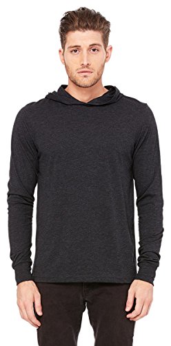 Bella 3512 Unisex Jersey Long Sleeve Hoodie Charcoal-Black Triblend44 Extras