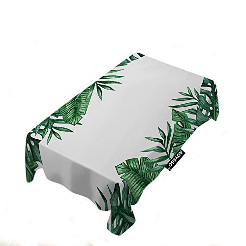 Aoyego Palm Tree Leaves Table Cloths Rectangle Summer Tropical Green Leaf Exotic Nature Tablecloths Decoration 50X72 Inch Polyester For Outdoor Indoor Home Party Picnic #TOP21