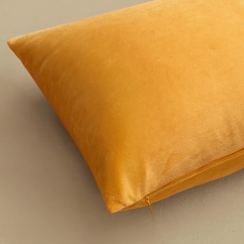 Image of MIULEE Pack of 2 Velvet Pillow Covers Decorative Square Pillowcase Soft Solid Cushion Case for Sofa Bedroom Car 24 x 24 Inch 60 x 60 cm Gold