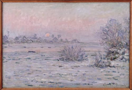 Impression sur toile de qualité musée du paysage enneigé au crépuscule de Monet