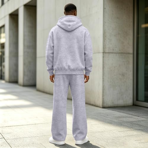 Sweat Suits Men 2 Piece Set Fleece Zip Up Jacket Wide Leg Sweatpants - image 3
