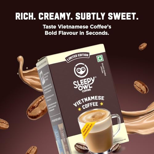 Image of Sleepy Owl Vietnamese Coffee Premix, Instant Coffee Premix Sachets, Bold & Creamy, Cafe-Style Brew at Home, 3 in 1 Coffee, Made with Condensed Milk, 100g (5 Sachets x 20g)
