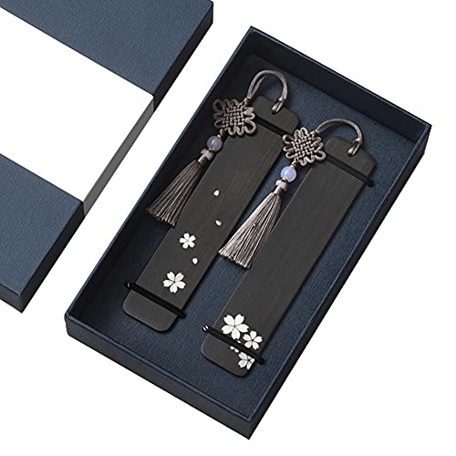 ZBXK Marque-Page en Bois Sculpture à la Main, Marque-Page en Bois d'ébène Naturel avec de Beaux Glands pour Cadeau d'affaires, Enfants, Femmes, Hommes, Enseignants, étudiants Cover