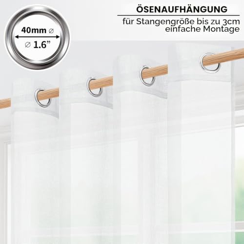CUTEWIND Extra Breite Vorhänge Wohnzimmer mit Ösen Transparent Weiss 1 Stück, Vorhang Weiß 245 cm Lang, 300 cm Breit… – Ansicht 2