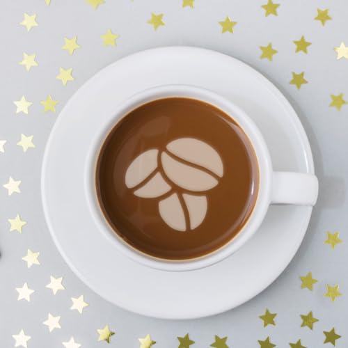 4pcs Golden Practical Latte Stainless Steel Reusable Stencils Mould Sugar DIY Baking Art Gold Decorating Cake Milk Cappuccino Templates Painting Tool Sieve Pattern Coffee Store
