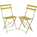 Pyramid Home Decor 2 Piece Outdoor Bistro Chair Set - Foldable Outdoor Chairs Set of 2 - Premium Ste