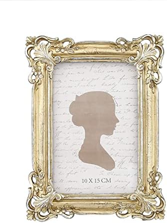 Sunlit Vintage Picture Frame 4x6 Inch, Antique Photo Frames with Glass Front, Ornate Photo Display, Tabletop Wall Hanging, Gift Ideas, 10x15 cm
