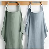 Comfy Cubs Muslin Nursing Cover Pack of 2, 100% Cotton Muslin Breastfeeding Cover for Moms, Soft & Breathable Baby Nursing Scarf, Adjustable Neck Strap - Privacy Coverage - Fern and Pacific Blue