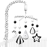 FEISIKE Baby Crib Mobile, Crib Toys Hanging with 35 Lullabies, 3 Modes Digital Musical Box（Turn Only, Music Only, Turn & Music Newborn Baby Toys Black/White for Boys and Grils