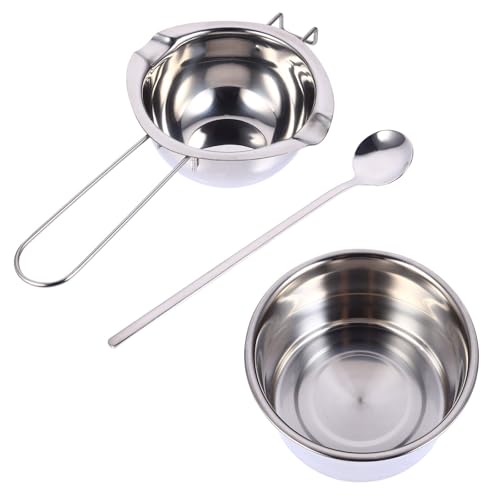 SHINEOFI Olla para Derretir Mantequilla y Queso Acero Inoxidable 201, Juego 2 Piezas 14 Cm Cuchara Gruesa, Utensilios Cocina para Picnic y Senderismo, Herramienta para Fondue y Camping