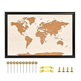 Decoración especial para el hogar: con el material de corcho natural de alta calidad, nuestro tablón de anuncios es perfecto para que puedas rastrear tus viajes por todo el mundo. Da un sabor minimalista tradicional a tu lugar. Muestra a tus amigos, colegas y familiares dónde has estado y hacia dónde vas a ir