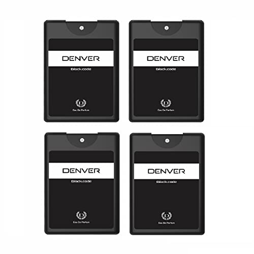 Image of Denver Black Code Pocket Perfume - 18Ml (Pack Of 4) | Long Lasting Perfume Fragrance Travel Size, Amber Wood, Men, Aerosol