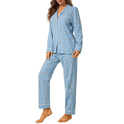 Image of Tugege Pajamas Set Long Sleeve Sleepwear Womens Button Down Nightwear Pj Sets