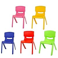 A406 10x Children Strong Stackable Kids Plastic Chairs Picnic Party Garden Nursery Club Indoor Outdoor (Multi-Colour)