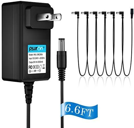 PwrONGuitar Pedal Power Supply Output 9V DC 1A(1000mA) Tip Negative with Right-Angle 6 Way Daisy Chain Cables Fits Boss/Digitech/Behringer/MXR/Ibanez/Zoom/EBS/Guyatone/BIYANG/JOYO