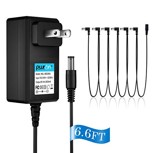 PwrONGuitar Pedal Power Supply Output 9V DC 1A(1000mA) Tip Negative with Right-Angle 6 Way Daisy Chain Cables Fits Boss/Digitech/Behringer/MXR/Ibanez/Zoom/EBS/Guyatone/BIYANG/JOYO